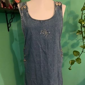Vintage denim jumper dress women’s S 80s/90s